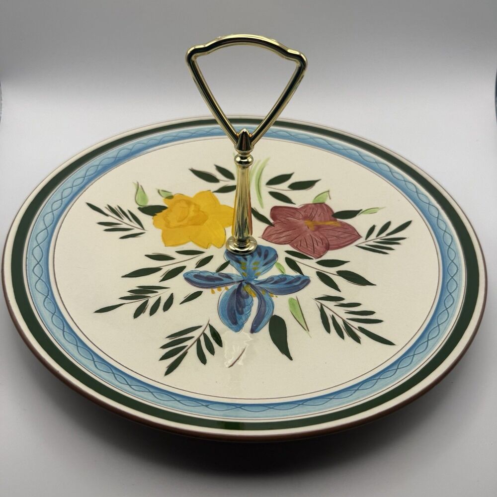 Vintage Stangl Pottery Country Garden 10" Tidbit Tray  Hand Painted Floral MCM